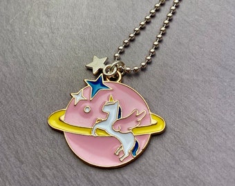 Flying unicorn charm necklace