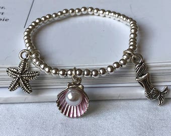 Mermaid and starfish charm bracelet