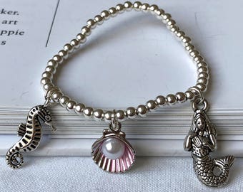 Mermaid and seahorse charm bracelet