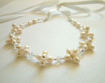 Bridal freshwater pearl cluster necklace - ivory