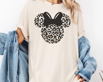 Leopard Minnie T-Shirt, Animal Print Mouse Ears Tee, Trendy Mouse Shirt, Matching Family Shirts, Cute Theme Park Shirt, Minnie Shirt, Mouse