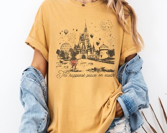 Happiest Place Graphic Tee, Cute Theme Park Tee, Theme Park Castle T-shirt, Kingdom Tee, Trendy Mouse Shirt, Cute Mouse, Matching Family Tee