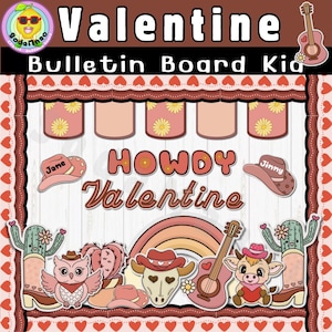 Howdy Valentine’s Day bulletin board Kit, Retro Western Howdy, Western Groovy Retro School Bulletin Boards, Classroom Decor Printable, Tags