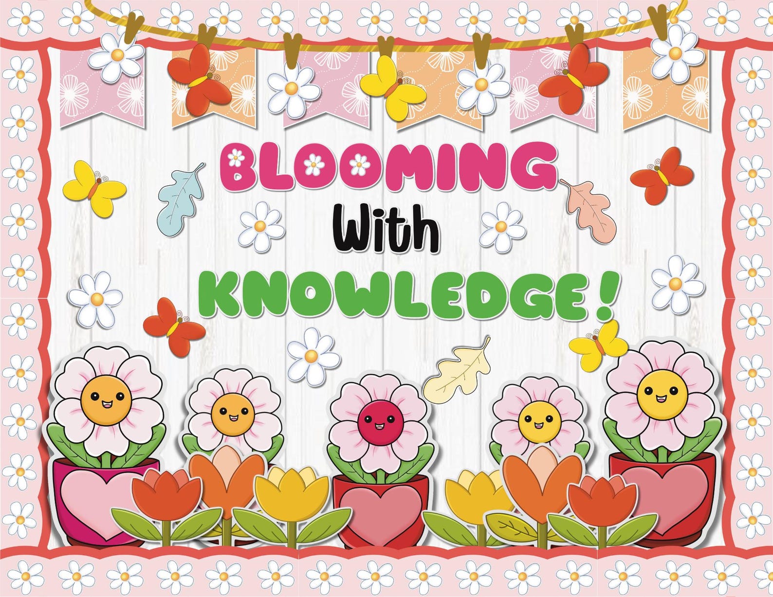 Spring Bulletin Board Kit, Butterfly, Flower Editable Name Tag ...