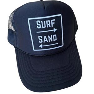 Surf Sand trucker hat, beach trucker hat, travel, adventure, fun hats, patch, beach, girls trips, explore, spring break. Mom/daugter match