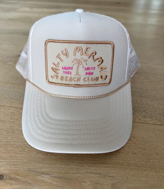 salty mermaid BEACH trucker hat. sandy toes, salty hair, beach club, summer