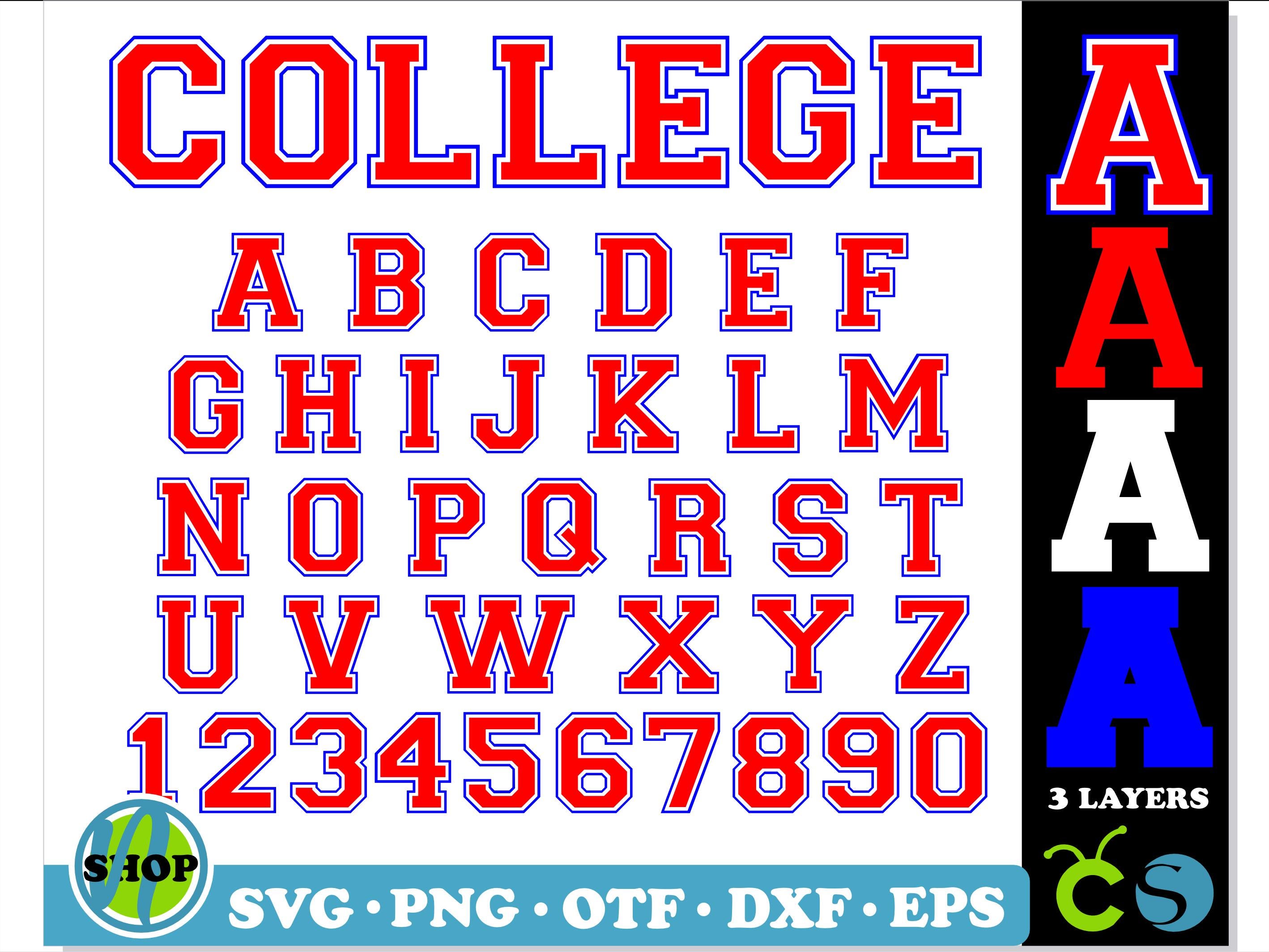 College Font SVG PNG TTF | College Varsity Font Svg 3 Layers Cricut ...