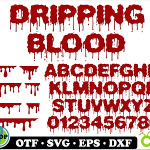 Dripping Blood font SVG, Dripping font TTF, Halloween font svg Cricut, Dripping Blood svg, Dripping borders svg cricut, Halloween font ttf