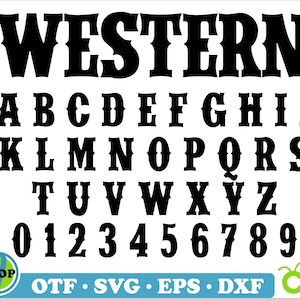 Fuente Western TTF, fuente Western SVG Cricut/ fuente Rodeo Svg, letras Western Svg, fuente Western otf, plantilla de letras de fuente Western, svg de vaquero