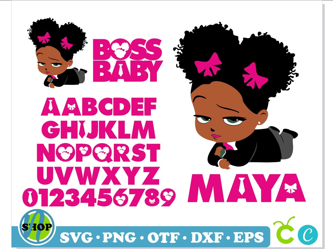 African American Boss Baby Girl, Boss Baby Girl Font SVG PNG TTF | Afro ...