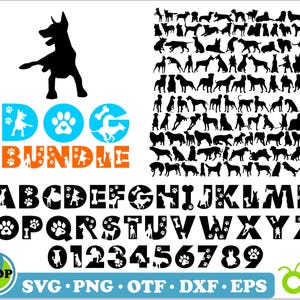 Dog Bundle SVG | Dog Font ttf, Dog Font svg Cricut, Dog svg, Dog Silhouette svg, Dog Font svg, Dog letters SVG, Dog svg, Dog png Bundle