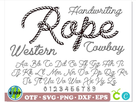 Cowboy Rope Font TTF Western Cowboy Letters SVG PNG - Handwriting Font svg Rope Letters svg Western Font svg Cricut Western Font Cowboy Font