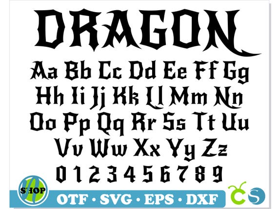 Dragon Font TTF, Dragon Font SVG, Gothic Font, Tattoo Font Svg