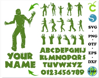 Zombie Writing Code Zombie Font SVG, PNG, Pdf, Full Alphabet and Numbers, Zombie Horror ...