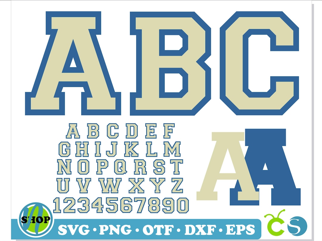 College Font TTF PNG SVG Layered Cricut Canva | Varsity Font, Varsity ...