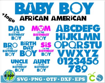 Pacote Boss Boy Afro-Americano | Fonte Afro Boss Boy + Aniversário de Bebê Menino | Fonte de bebê svg, Camiseta de aniversário de menino svg, Aniversário de bebê svg cricut