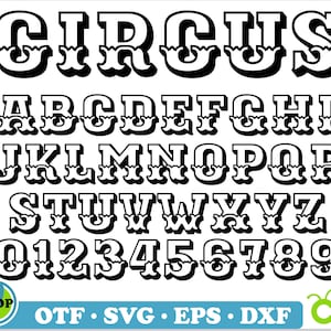 Police Circus | Police de cirque TTF, police de cirque SVG Cricut, svg cirque, lettres cirque svg, svg alphabet cirque, polices vintage svg, polices Carnaval