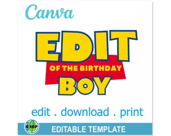 Editable Toy Story Birthday Boy PNG Canva Template | Toy Story Birthday Custom DIY | toy story font png, toy story birthday, toy story shirt
