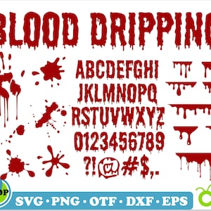 Dripping Blood Bundle SVG PNG | Dripping svg, Blood svg, Blood Font, Dripping Font svg, bloody hand svg, Halloween font svg, blood drips svg