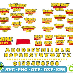 Toy Story Bundle SVG PNG TTF, Toy Story Font, Toy Story Birthday Boy svg png, Toy Story Birthday Girl svg png, Toy Story logo, Toy Story svg
