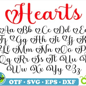 Valentine Font, Valentines Day Font with Hearts TTF SVG, Love font svg, Font with Hearts, hearts letters svg, Heart font, Hearts Love svg