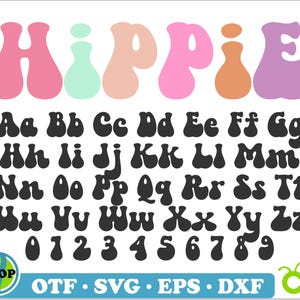 Hippie Retro Groovy font TTF SVG - Retro font, Funky font, Groovy font, Boho font Vintage font, Hippie font Chill font, Peace font, 70s font