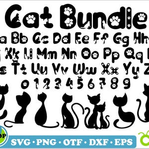 Cat SVG Bundle | Cat Font svg Cricut, Cat Paw Font, Cat Silhouette svg, Cat Font svg, Cat letters SVG, Cat Font ttf, Cat svg, Cat Bundle png