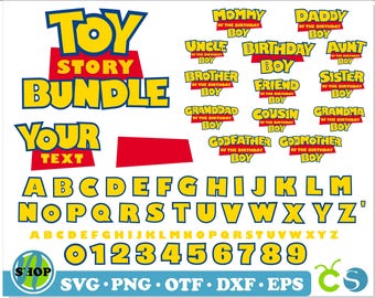 Toy Story Bundle SVG PNG TTF | Toy Story Font + Toy Story Birthday Boy | Toy Story font svg, Toy Story Birthday svg Cricut Toy Story svg png