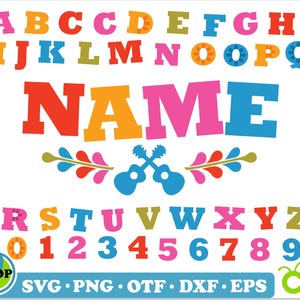 Bunte Schrift TTF SVG PNG, Namensbanner, mexikanische Schrift, lustige Buchstaben, Kinder Alphabet, Verspielte Schrift, süße Schrift, Party Schrift, dekorative Schrift