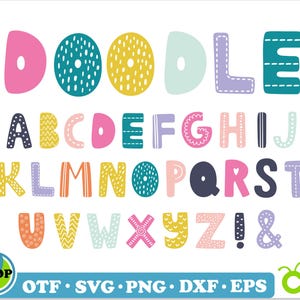 Fuente Doodle TTF, Letras Doodle SVG PNG / Fuente Doodle Png, Fuente Doodle Svg, Letras Doodle Boho Png Svg, Fuentes lindas, Fuente escrita a mano