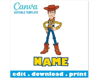 Editable Toy Story PNG Canva Template | Toy Story Custom Name DIY | toy story shirt png, toy story font, toy story birthday, toy story png