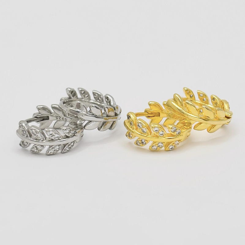 Emerald Laurel Carved Leaf Earrings main image 1