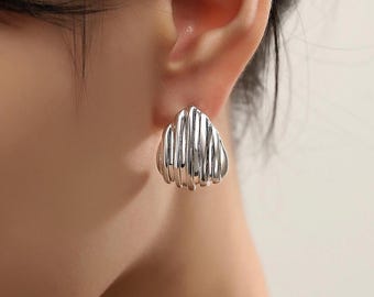 Träne Ohrstecker, Silber Tröpfchen Ohrringe, Dicke strukturierte Ohrringe, Geometrische Ohrringe Silber, Geschenk für den besten Freund