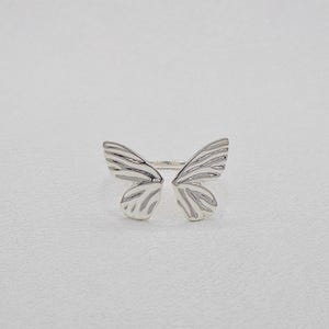 925 Sterling Silver Butterfly Open Stacking Ring, Gold Vermeil Luck Butterfly Open Ring, Adjustable Butterfly Ring
