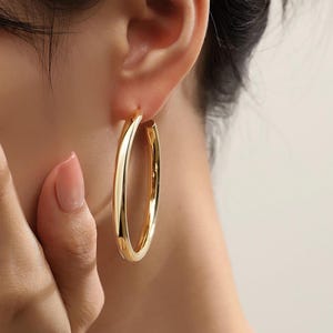 Hoop Earrings Gold Large, Chunky Hoop Earrings, 50mm Hoops, Waterproof Earrings, Graduation Gift For Her