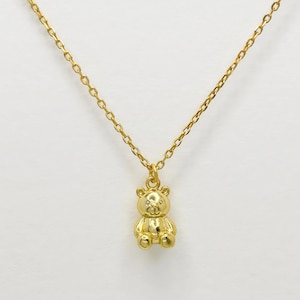Gold Vermeil Teddy Bear Pendant Necklace, Sterling Silver, Gift For Her