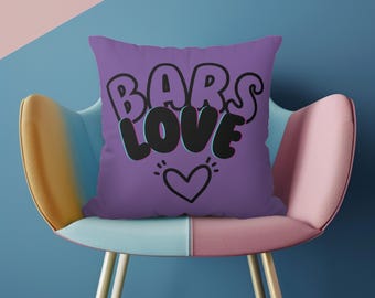 Bars Love Decorative Pillow - Purple, Teal Gymnast gift idea, Gymnastics Lover, Gift for Her, Gymnastics Decor