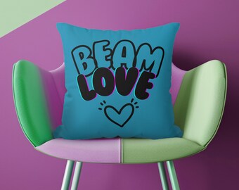 Beam Love Decorative Pillow - Teal, Purple, Gymnast gift idea, Gymnastics Lover, Gift for Her