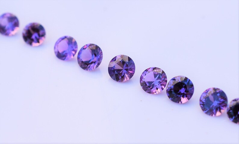 Lavender Purple Sapphire 3mm Round Gems, Madagascan Sapphire Round, Lavender-Purple Sapphire Melee, sold by the piece image 5