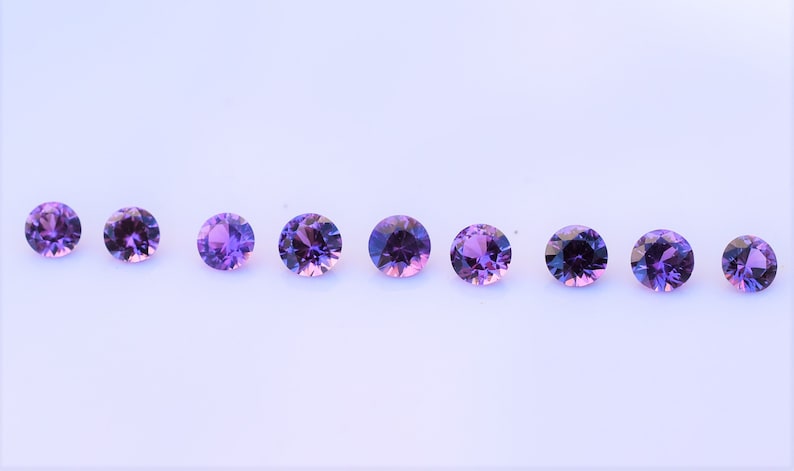 Lavender Purple Sapphire 3mm Round Gems, Madagascan Sapphire Round, Lavender-Purple Sapphire Melee, sold by the piece image 4