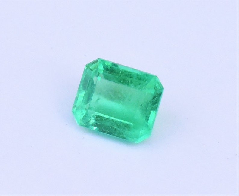 Emerald Cut Emerald from Colombia, One Carat Emerald Cut Emerald, Light Green Emerald, 6.43 x 5.50 x 3.69mm image 1