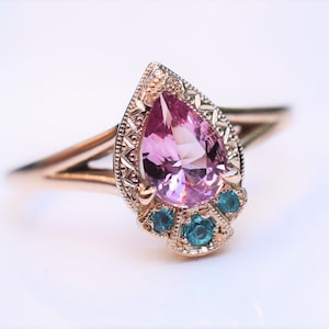 Custom Pear Shaped Ring, Custom Engagement Ring, Colored Gem Ring Made to Order, Anniversary Ring, Gemstone Ring, Personalized Gold Ring