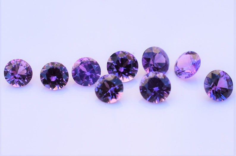 Lavender Purple Sapphire 3mm Round Gems, Madagascan Sapphire Round, Lavender-Purple Sapphire Melee, sold by the piece image 1