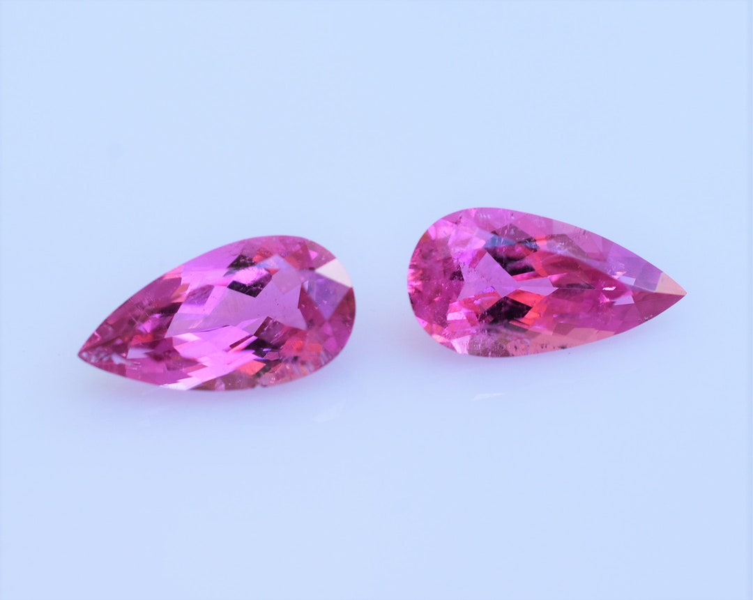 Pink Tourmaline Pair Rubellite Matched Pair Pear Shape - Etsy 