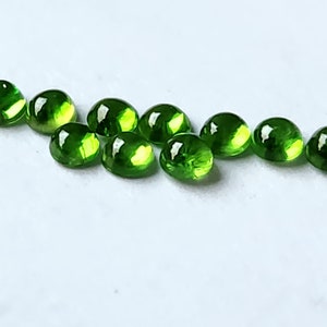 Demantoid Garnet 2.5mm Round Cabochons, Russian Green Garnet from the Urals, Earth Mined Green Garnet Round Cabochons, Sold Per Piece