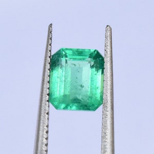 Emerald Cut Emerald from Colombia, One Carat Emerald Cut Emerald, Light Green Emerald, 6.43 x 5.50 x 3.69mm image 2
