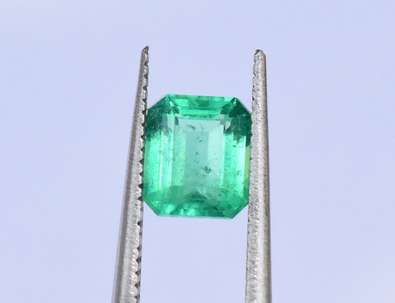 Emerald Cut Emerald from Colombia, One Carat Emerald Cut Emerald, Light Green Emerald, 6.43 x 5.50 x 3.69mm image 2