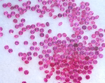 Rubino rosa intenso, gemme rotonde da 1 mm, rubino africano non riscaldato, rubino di alta qualità per anello Halo o Eternity, pietra portafortuna di luglio. Venduto al pezzo.