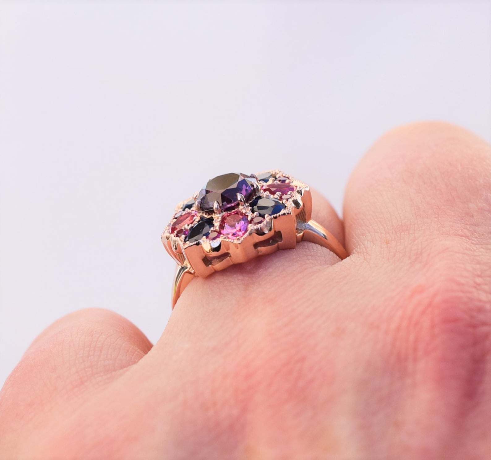 Rose Gold Statement Ring With Color Change Spinel Etsy