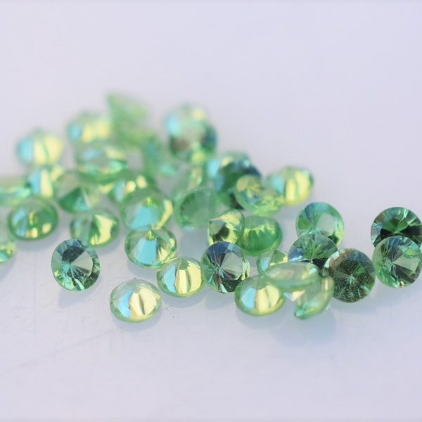 Green Garnet Round 2mm, Merelani Mint Garnet Melee, January Birthstone Green Garnet great for halo or custom work, SOLD PER PIECE.